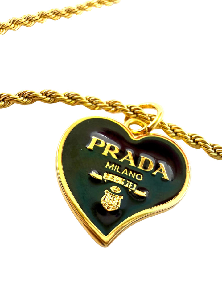 REPURPOSED BLACK HEART CHARM NECKLACE