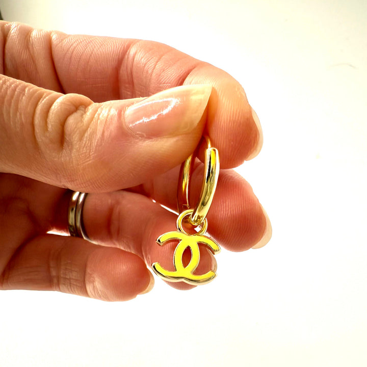 REPURPOSED GOLD CHARM HUGGIE EARRINGS