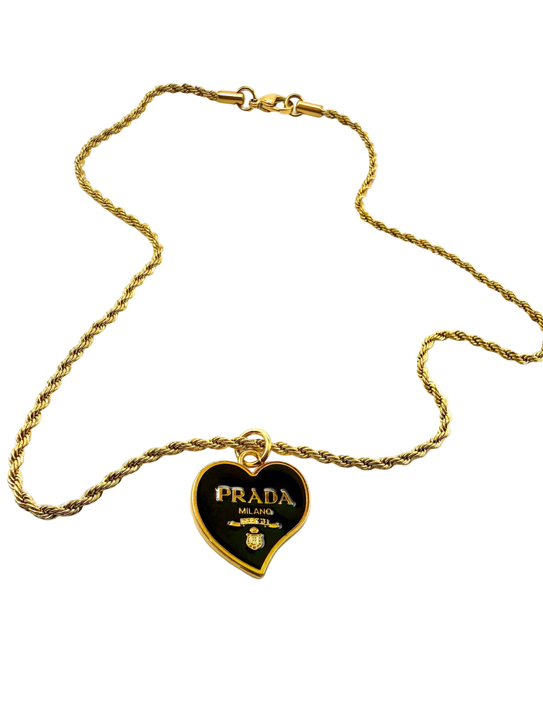 REPURPOSED BLACK HEART CHARM NECKLACE