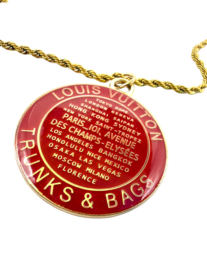 REPURPOSED LARGE RED TAG NECKLACE