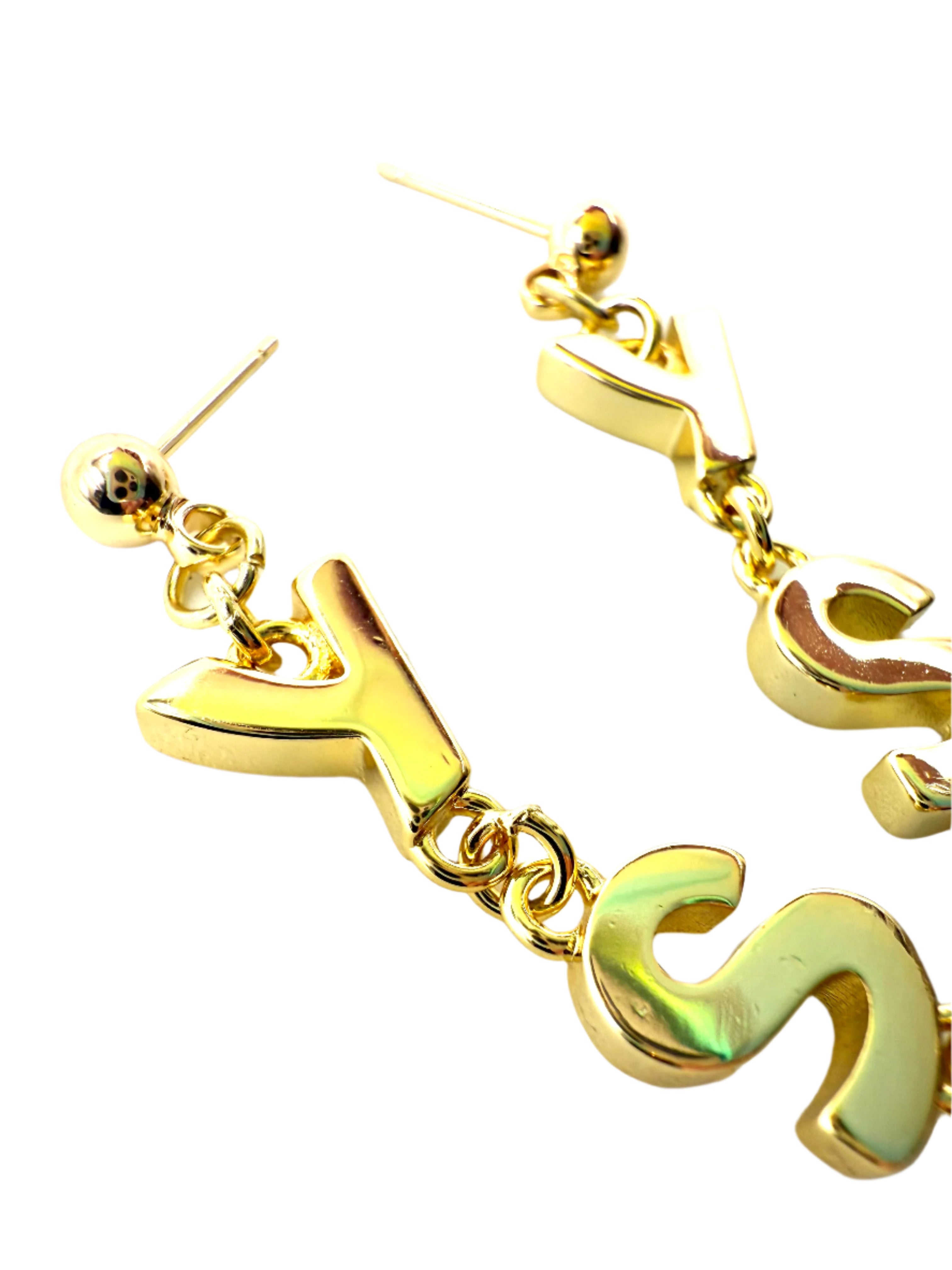 REPURPOSED CHARM GOLD LETTER EARRINGS