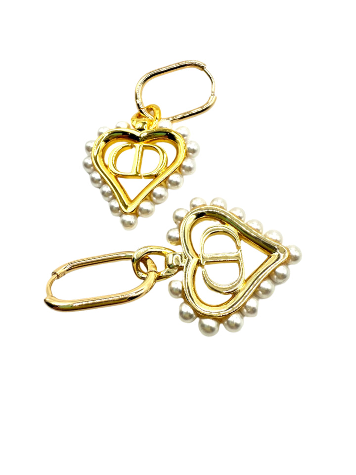 REPURPOSED HEART CHARM HUGGIE EARRINGS