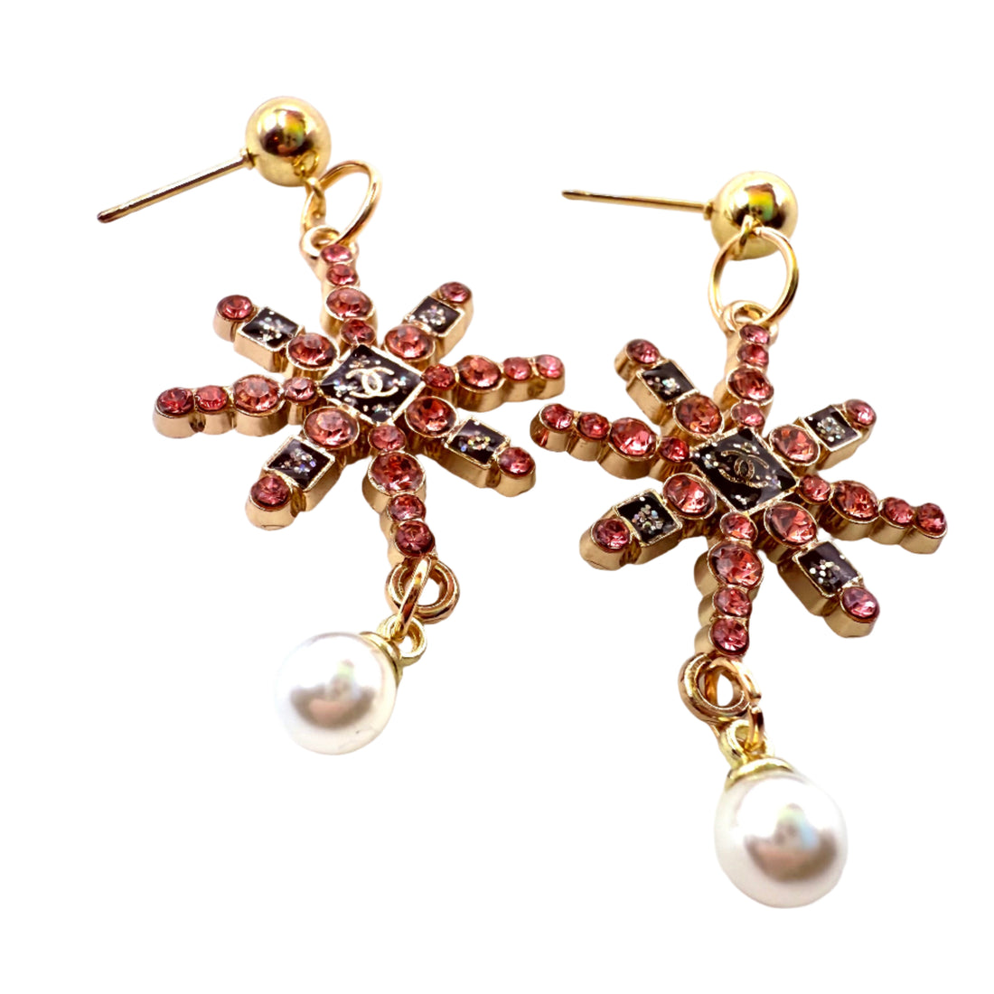 REPURPOSED CHARM PINK SNOW BURST EARRINGS