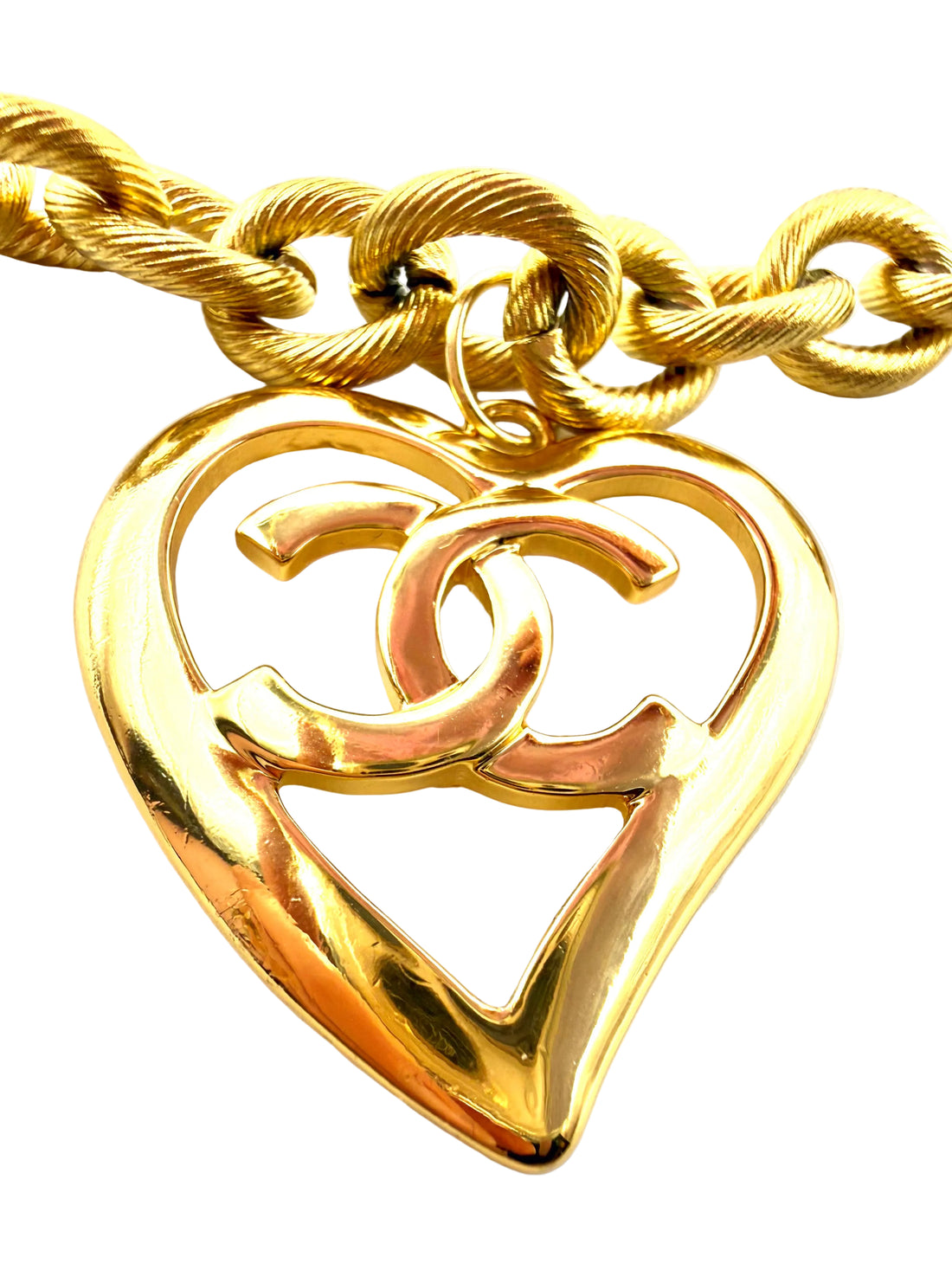REPURPOSED LARGE HEART CHARM NECKLACE