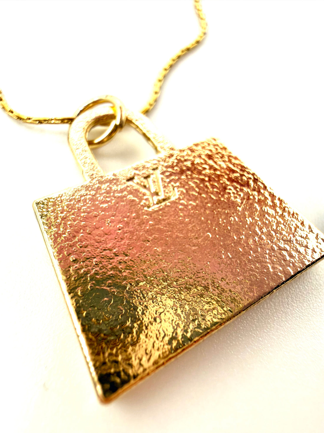 REPURPOSED GOLD HANDBAG CHARM NECKLACE