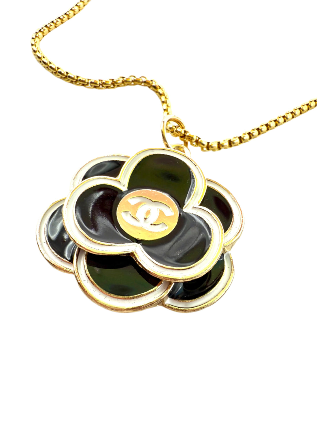 REPURPOSED CAMELLIA CHARM NECKLACE