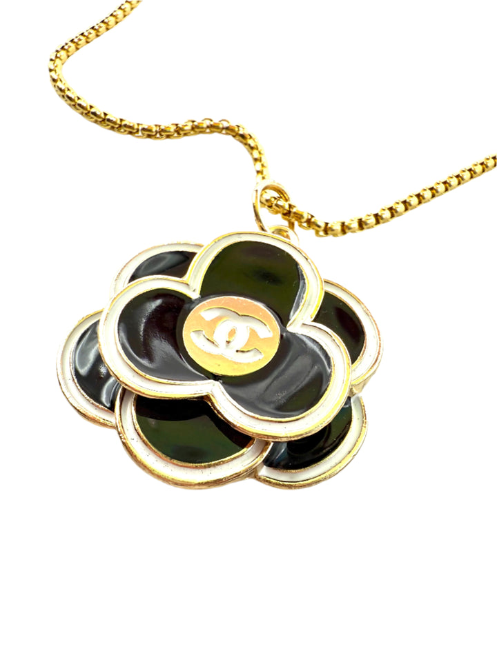 REPURPOSED CAMELLIA CHARM NECKLACE
