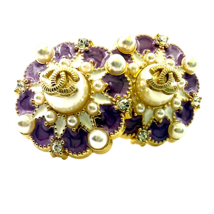 REPURPOSED BUTTON PURPLE MARJORIE STUDS