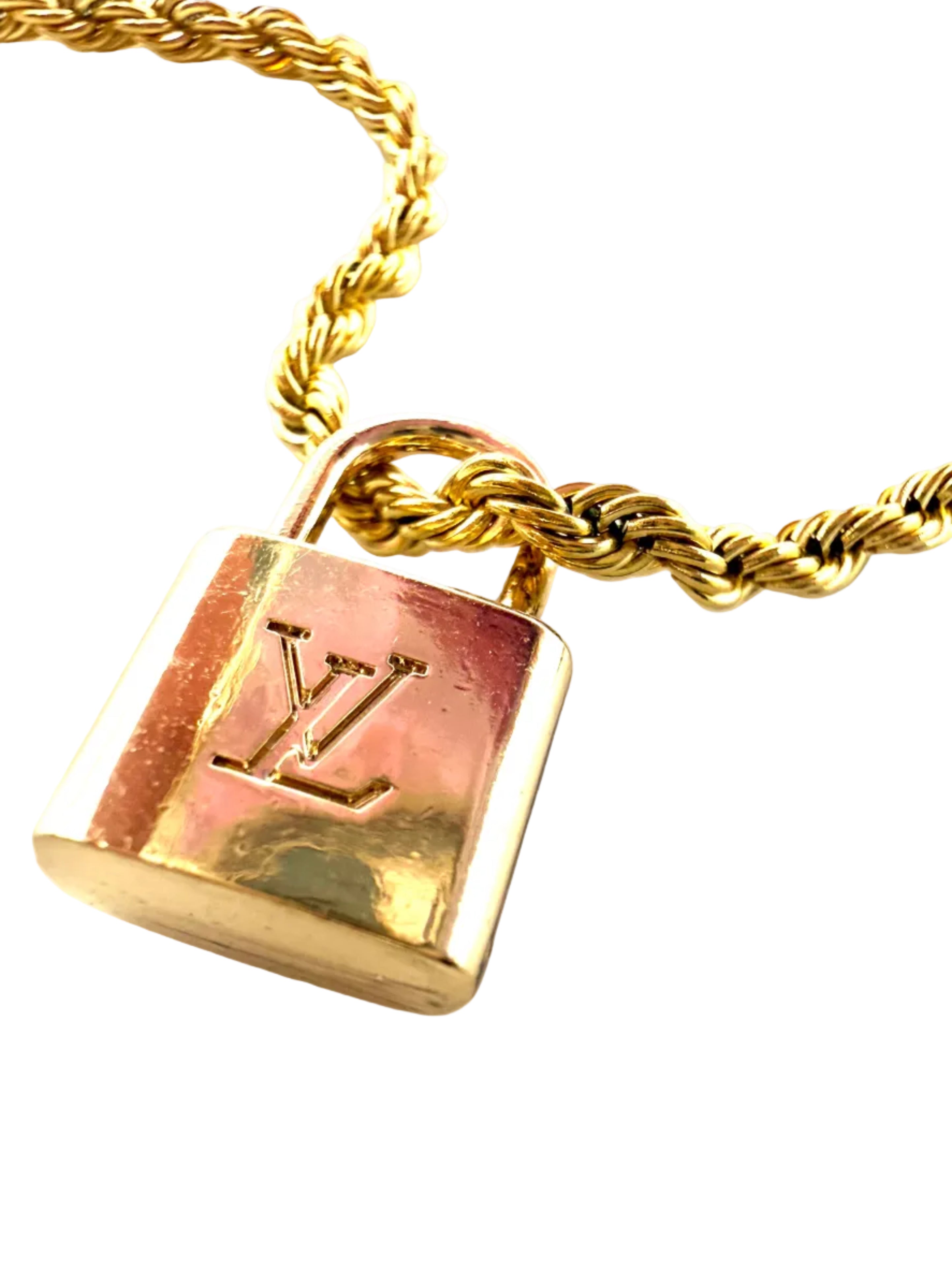 REPURPOSED GOLD LOCK CHARM NECKLACE