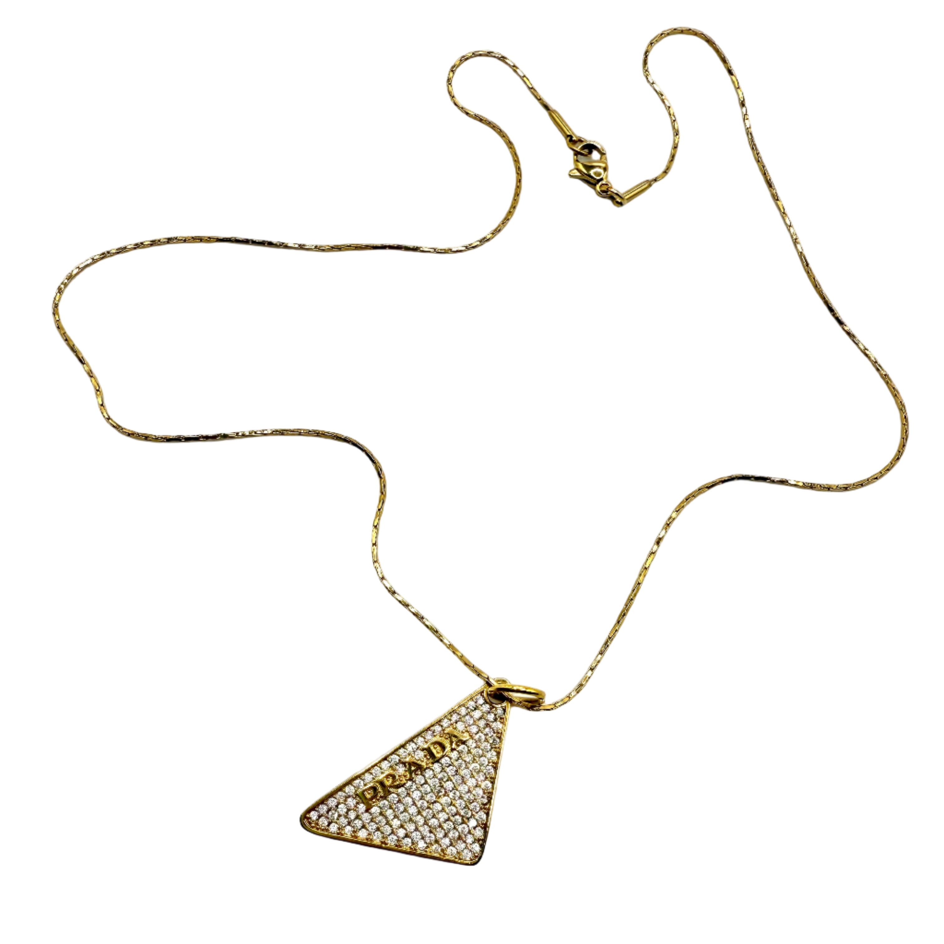 REPURPOSED CHARM GOLD STONE TRIANGLE NECKLACE