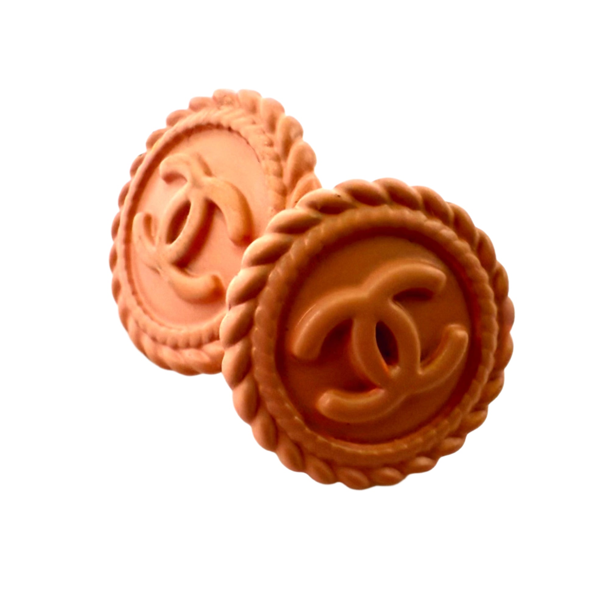 REPURPOSED BUTTON MATTE PEACHY PINK ANNA STUDS