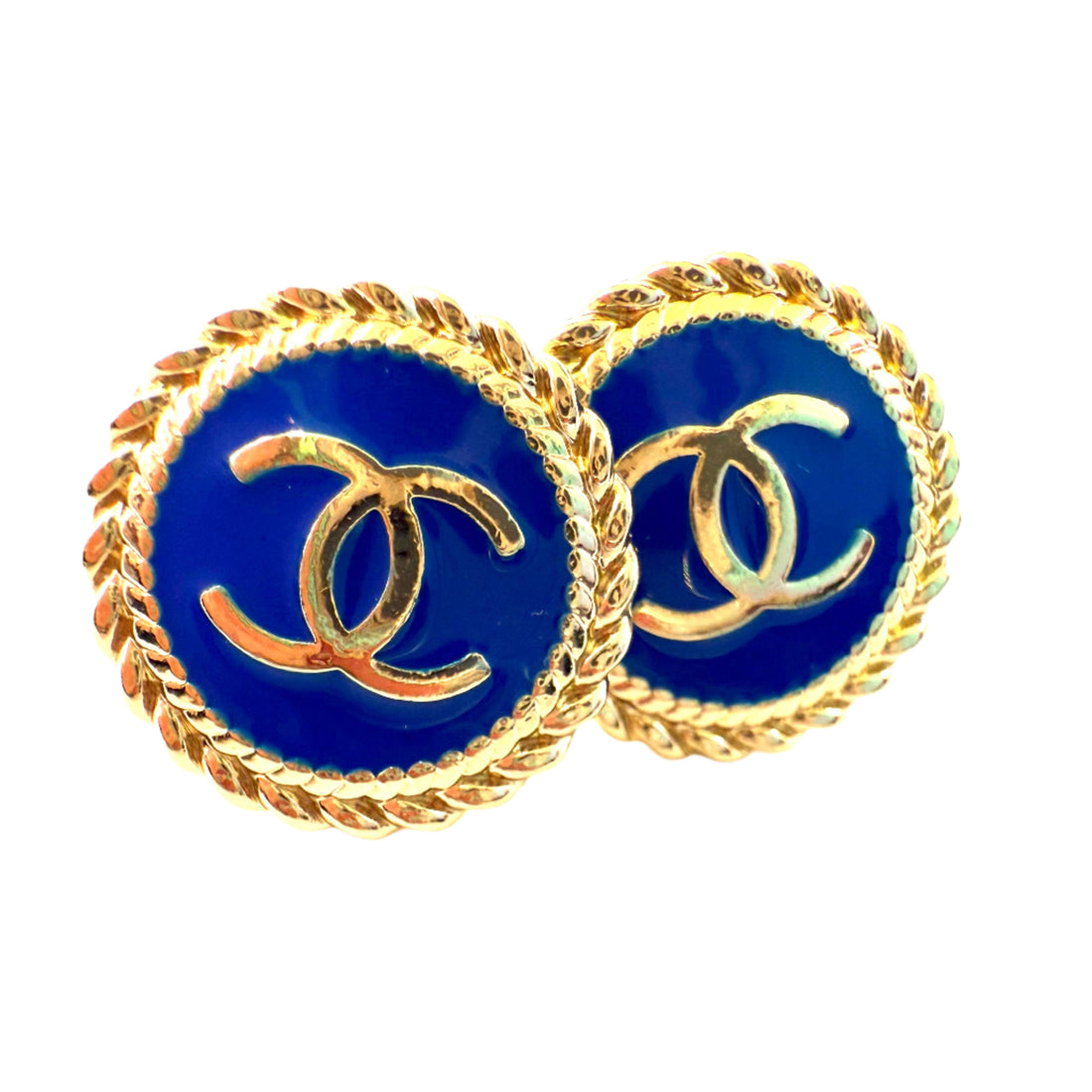 REPURPOSED BUTTON BLUE ANNA STUDS