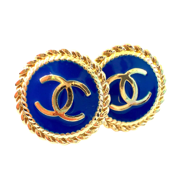 REPURPOSED BUTTON BLUE ANNA STUDS