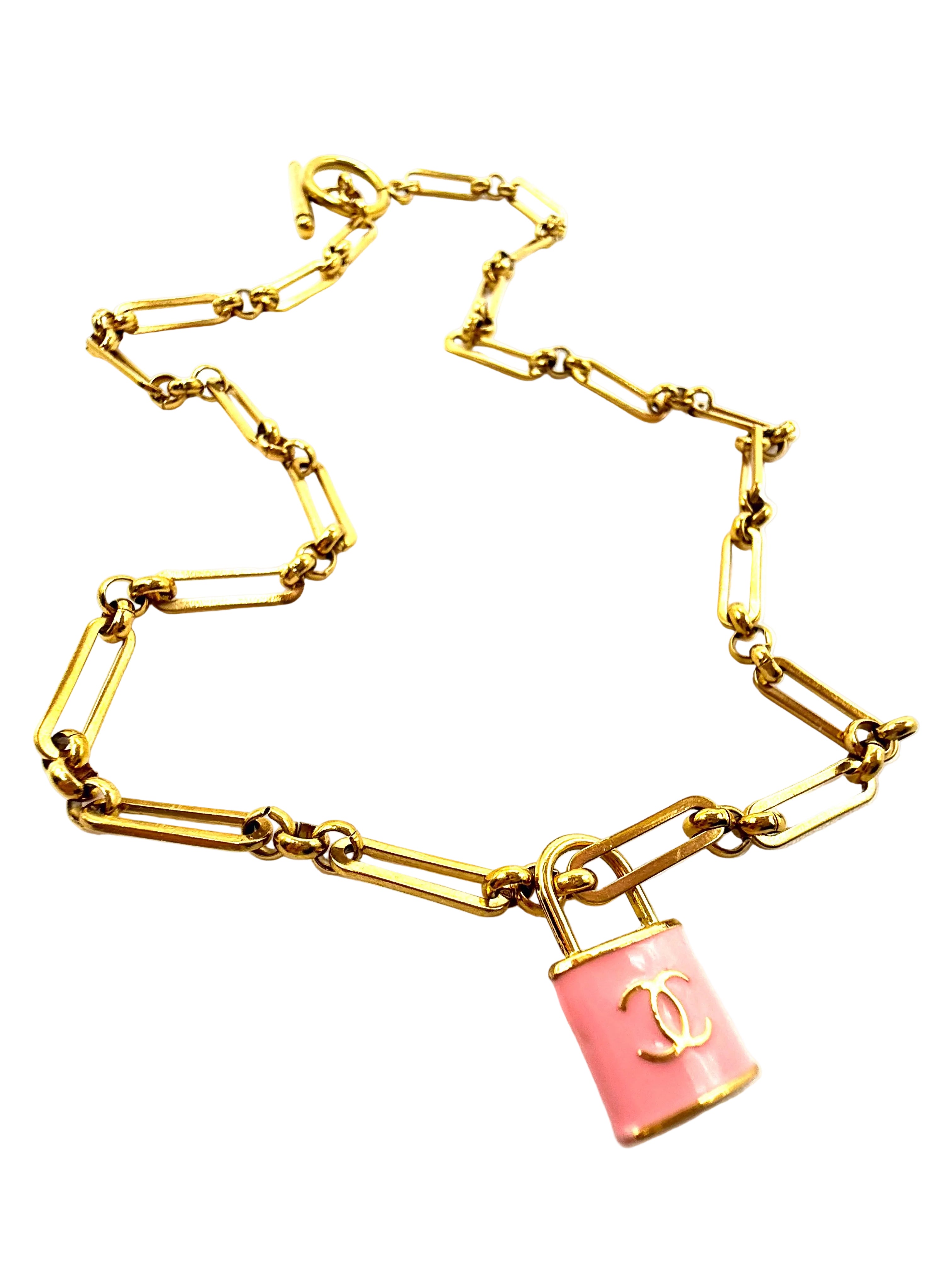 REPURPOSED PINK LOCK NECKLACE