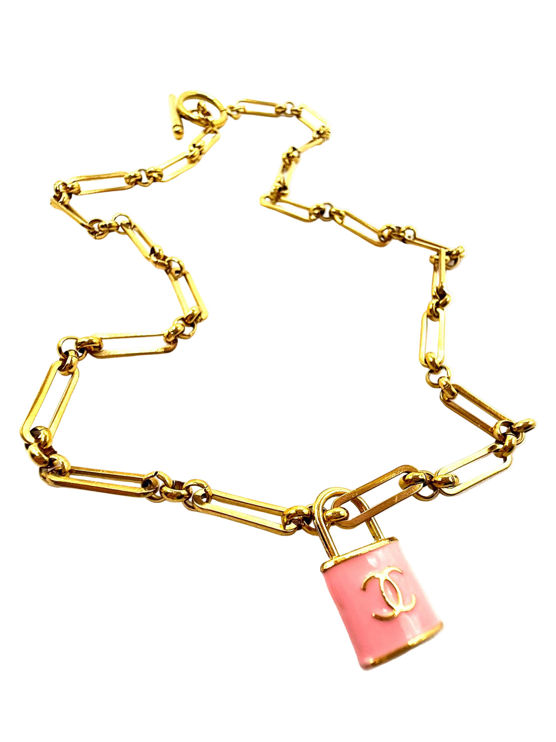 REPURPOSED PINK LOCK NECKLACE