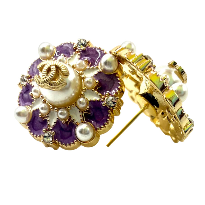 REPURPOSED BUTTON PURPLE MARJORIE STUDS