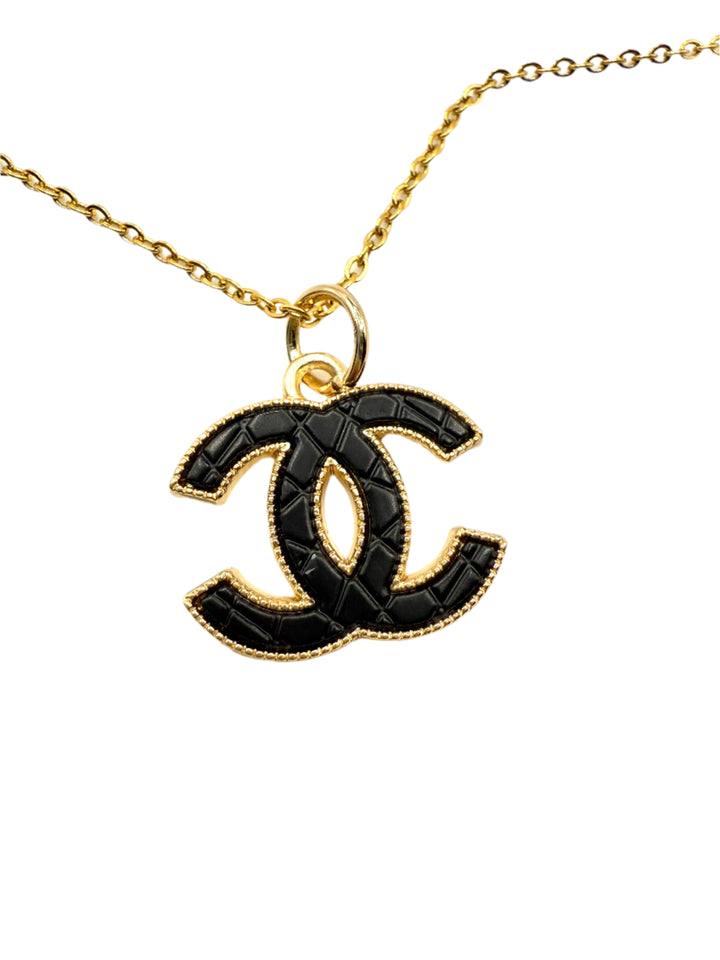 REPURPOSED CHARM BLACK/GOLD NECKLACE