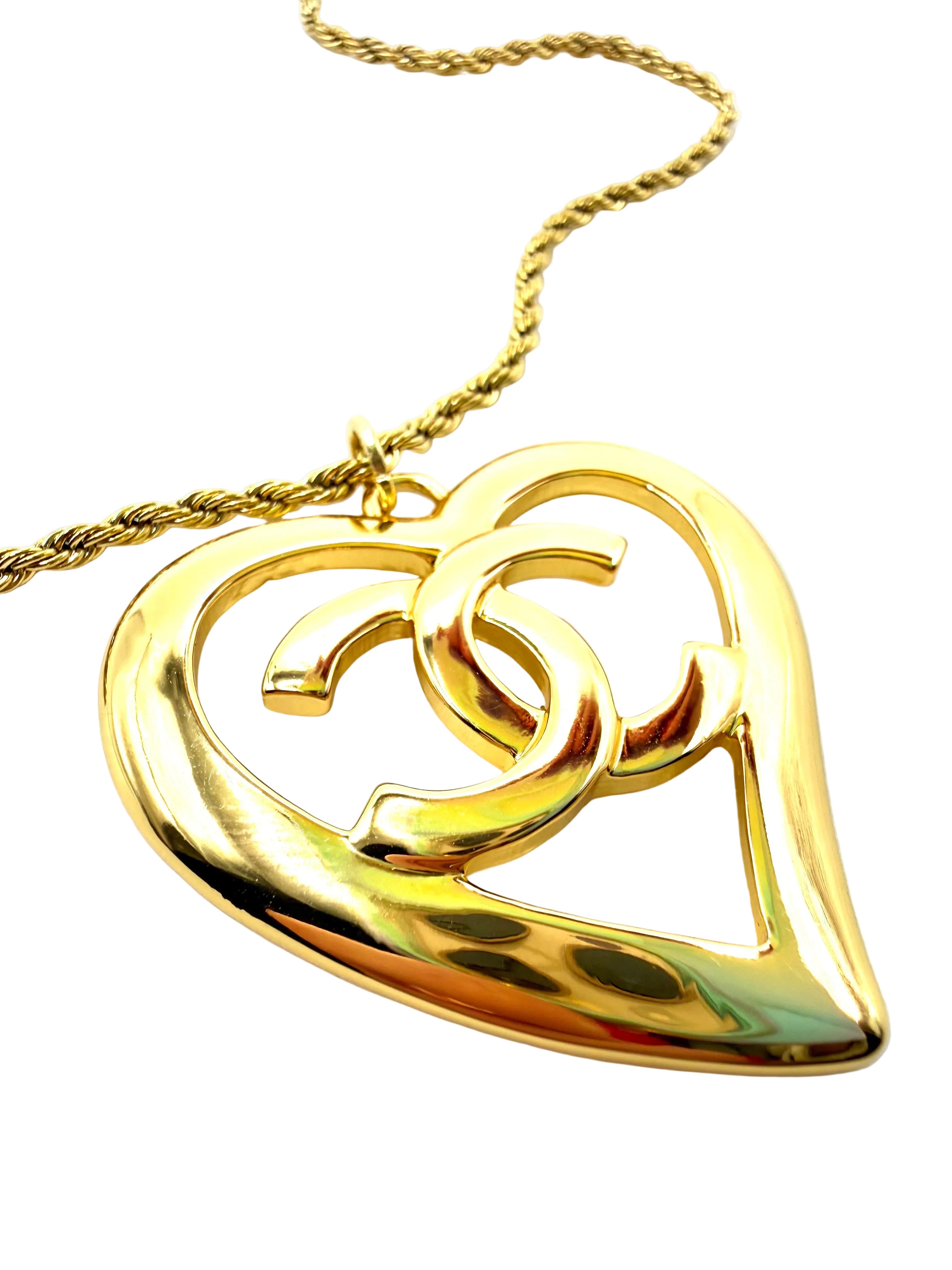 REPURPOSED LARGE HEART CHARM NECKLACE