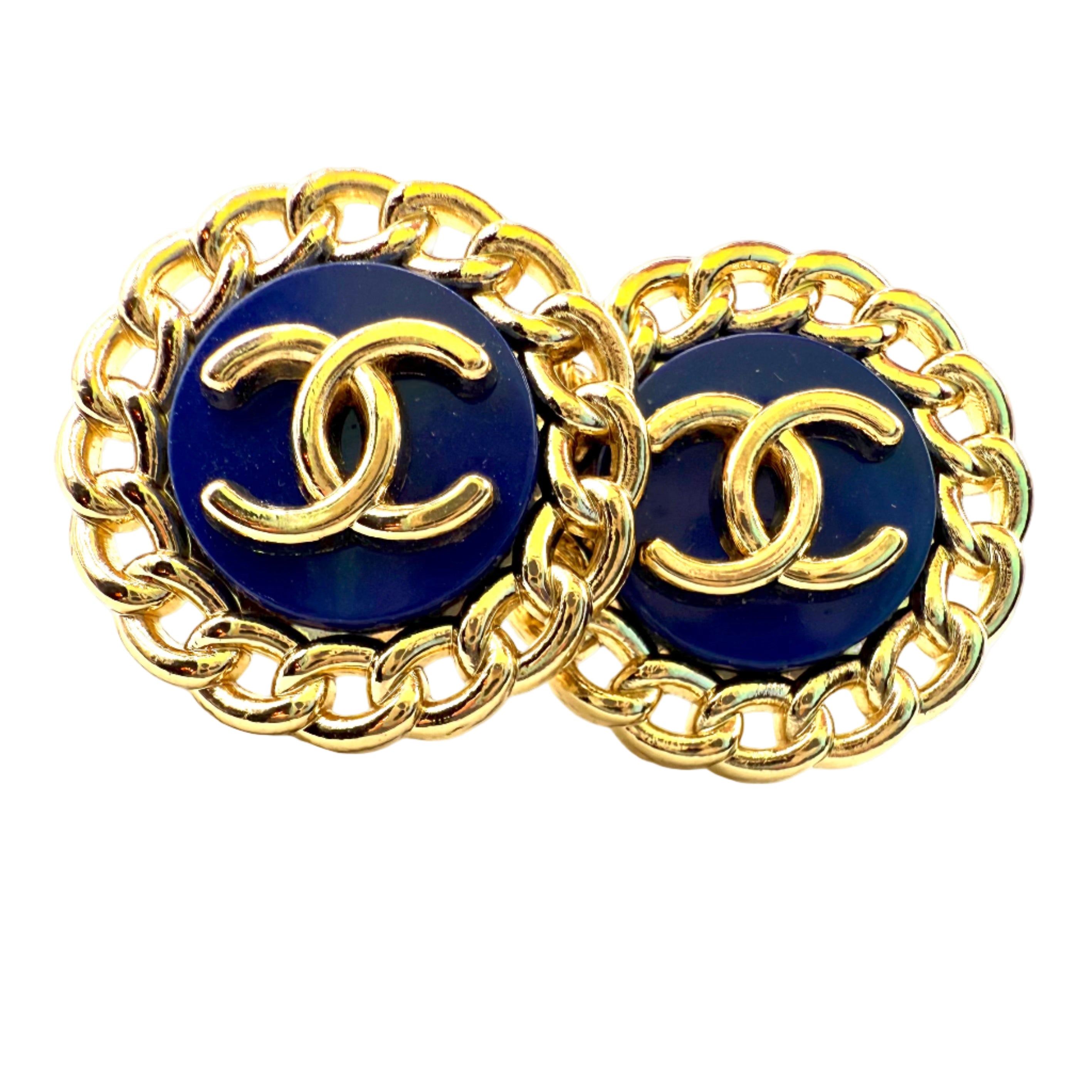 REPURPOSED BUTTON BLUE REBECCA STUDS