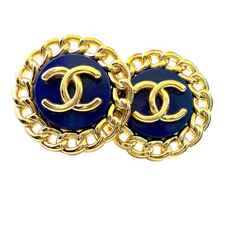 REPURPOSED BUTTON BLUE REBECCA STUDS