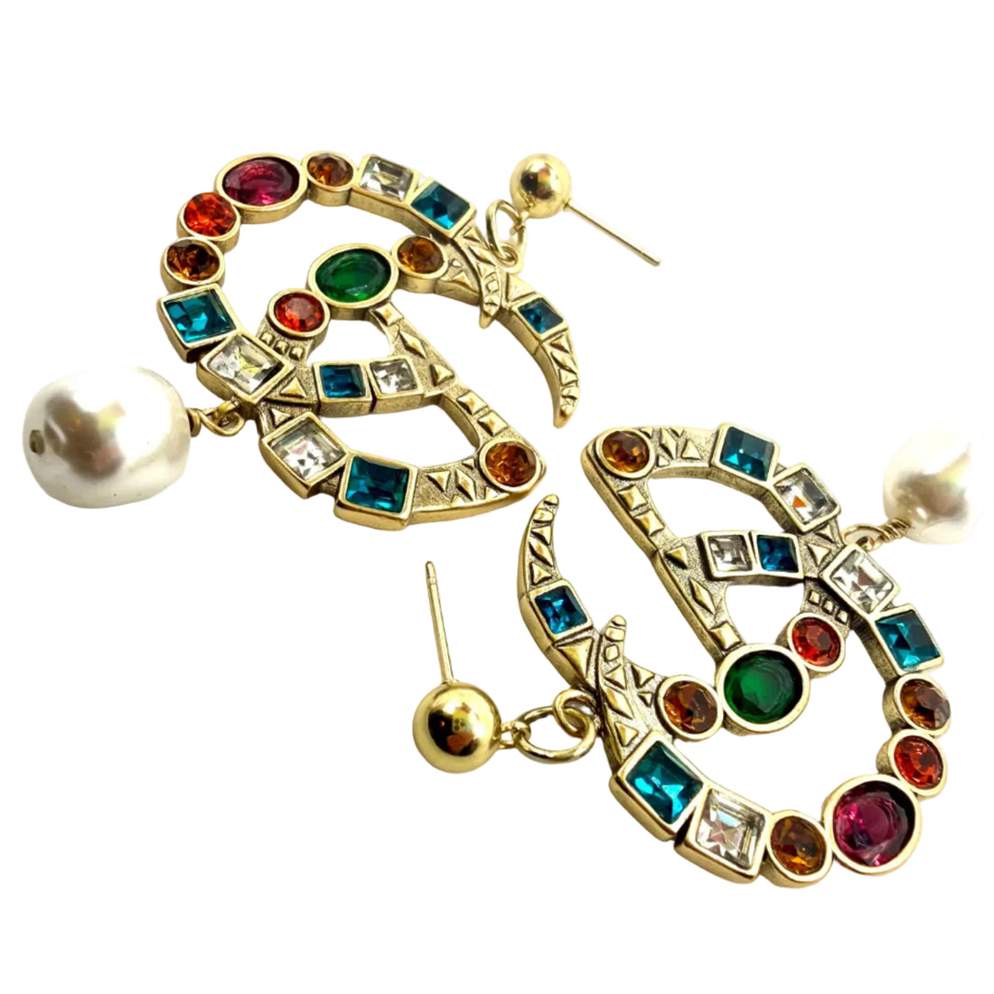 REPURPOSED CHARM RAINBOW PEARL EARRINGS