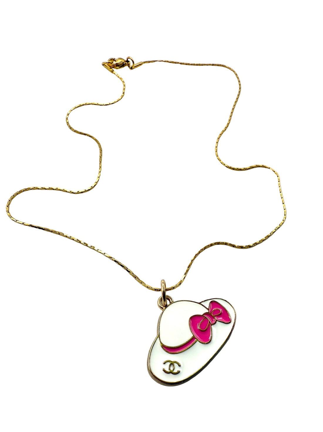 REPURPOSED PINK HAT CHARM NECKLACE