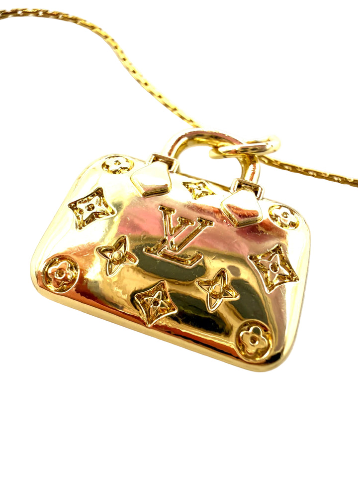 REPURPOSED GOLD HANDBAG CHARM NECKLACE