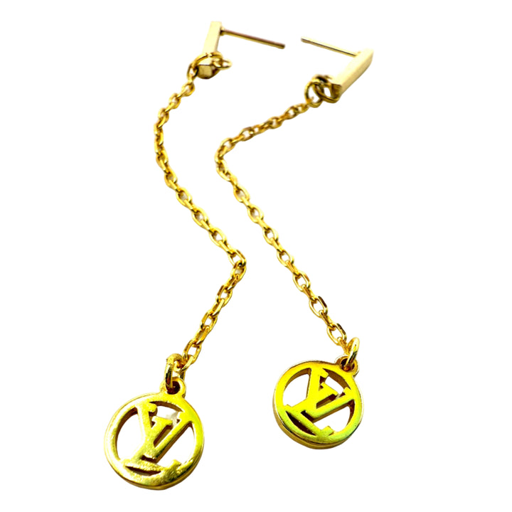 REPURPOSED CHARM LONG CHAIN EARRINGS