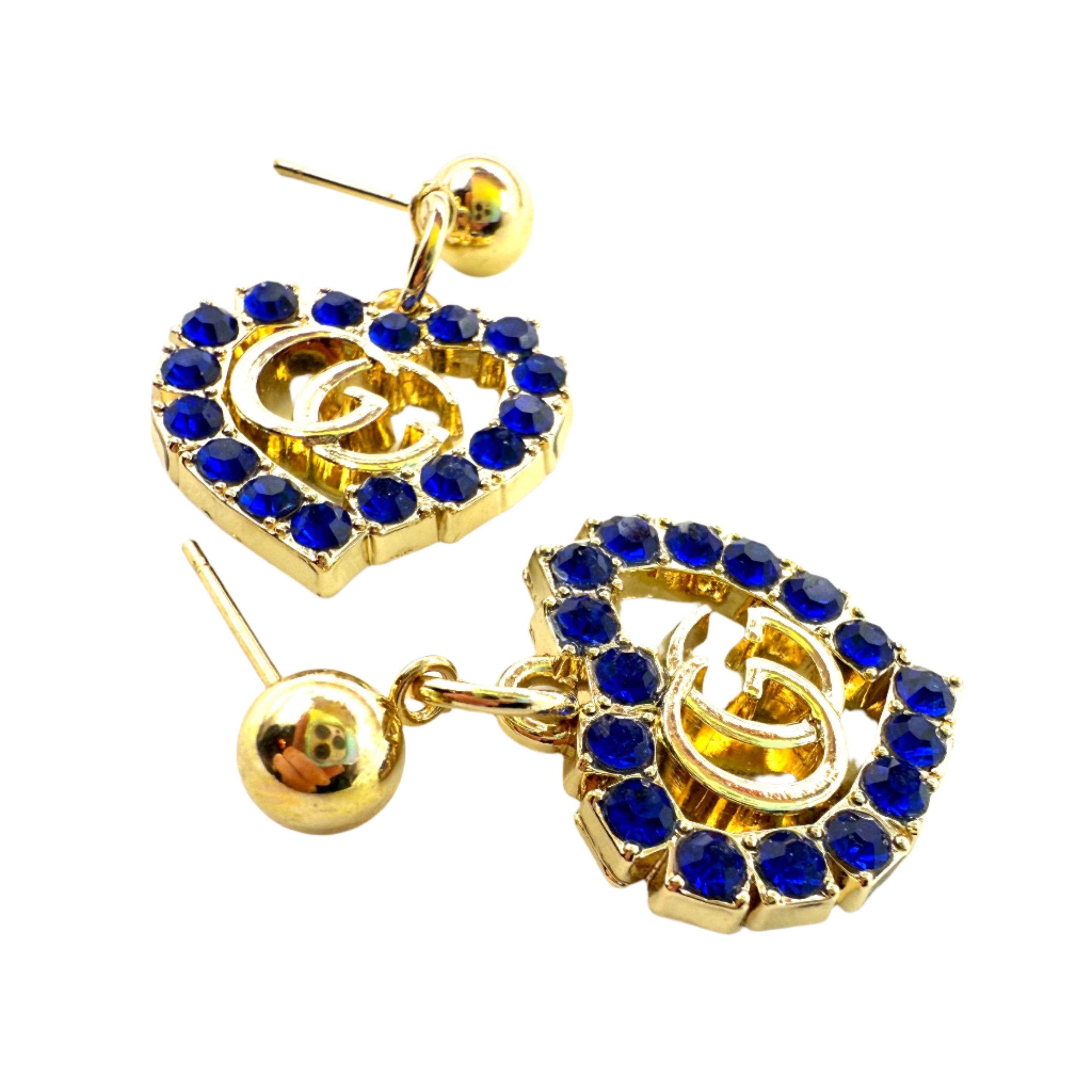 REPURPOSED CHARM BLUE HEART EARRINGS