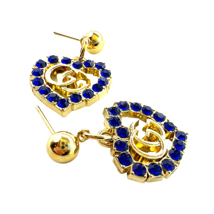REPURPOSED CHARM BLUE HEART EARRINGS