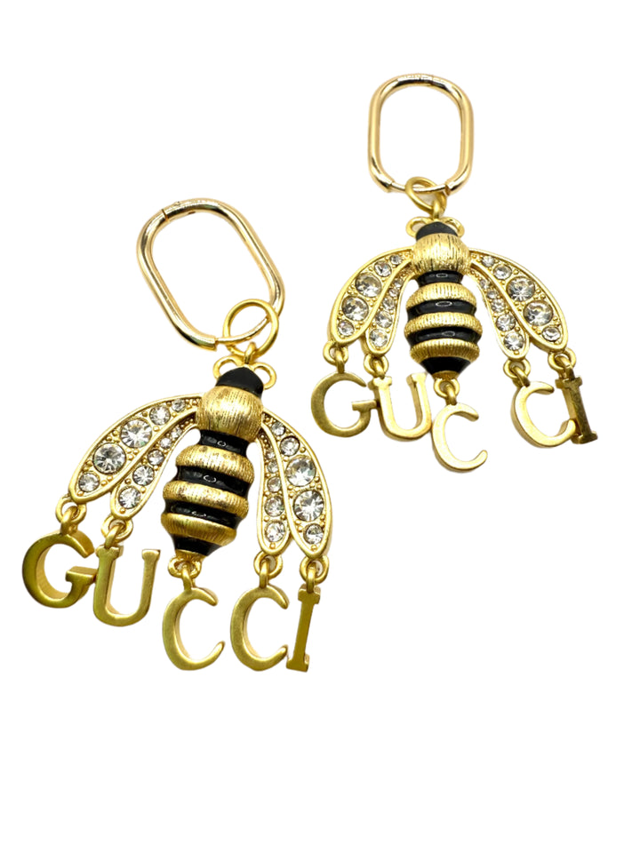 REPURPOSED CHARM HUGGIE BEE EARRINGS