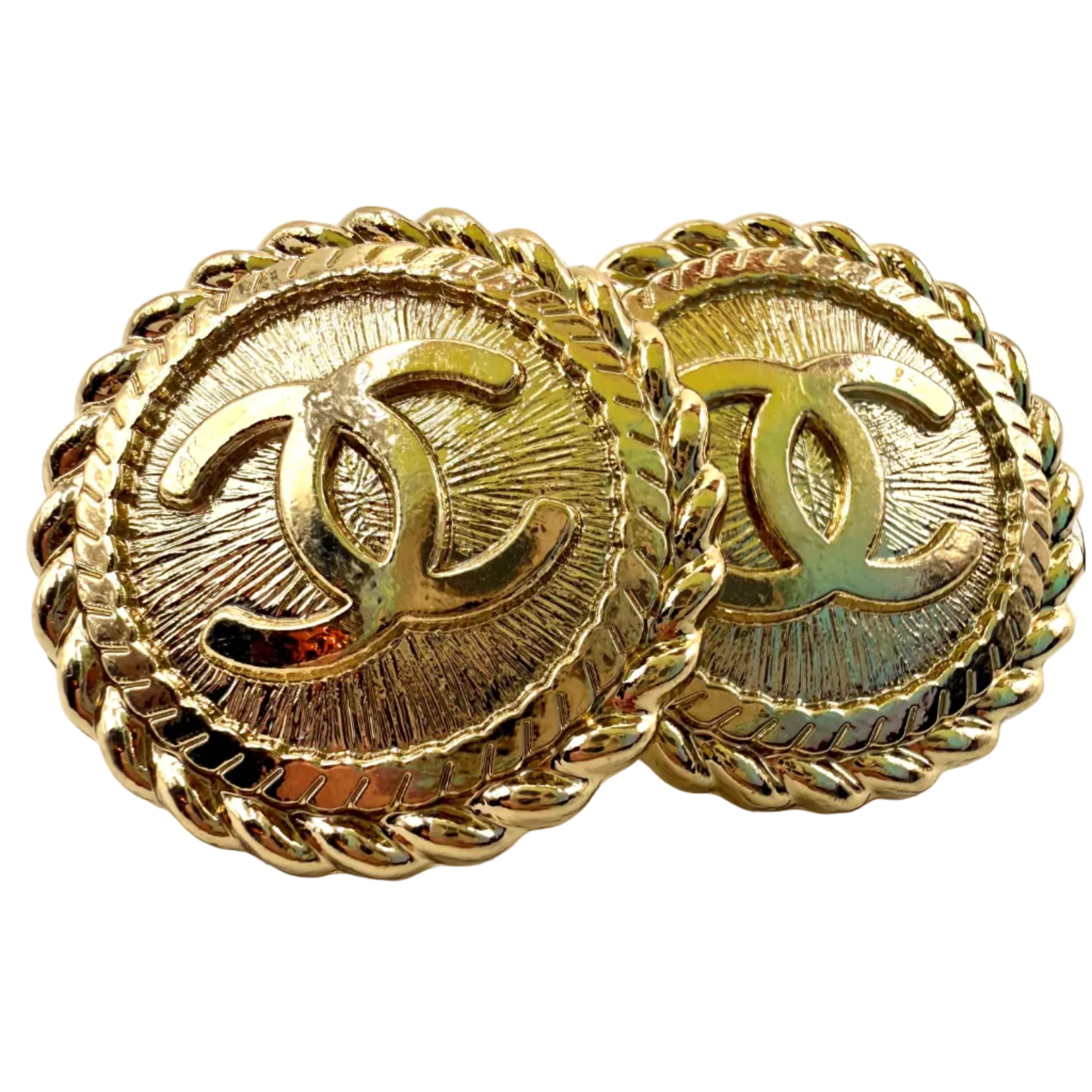 REPURPOSED BUTTON LARGE GOLD SARAH STUDS