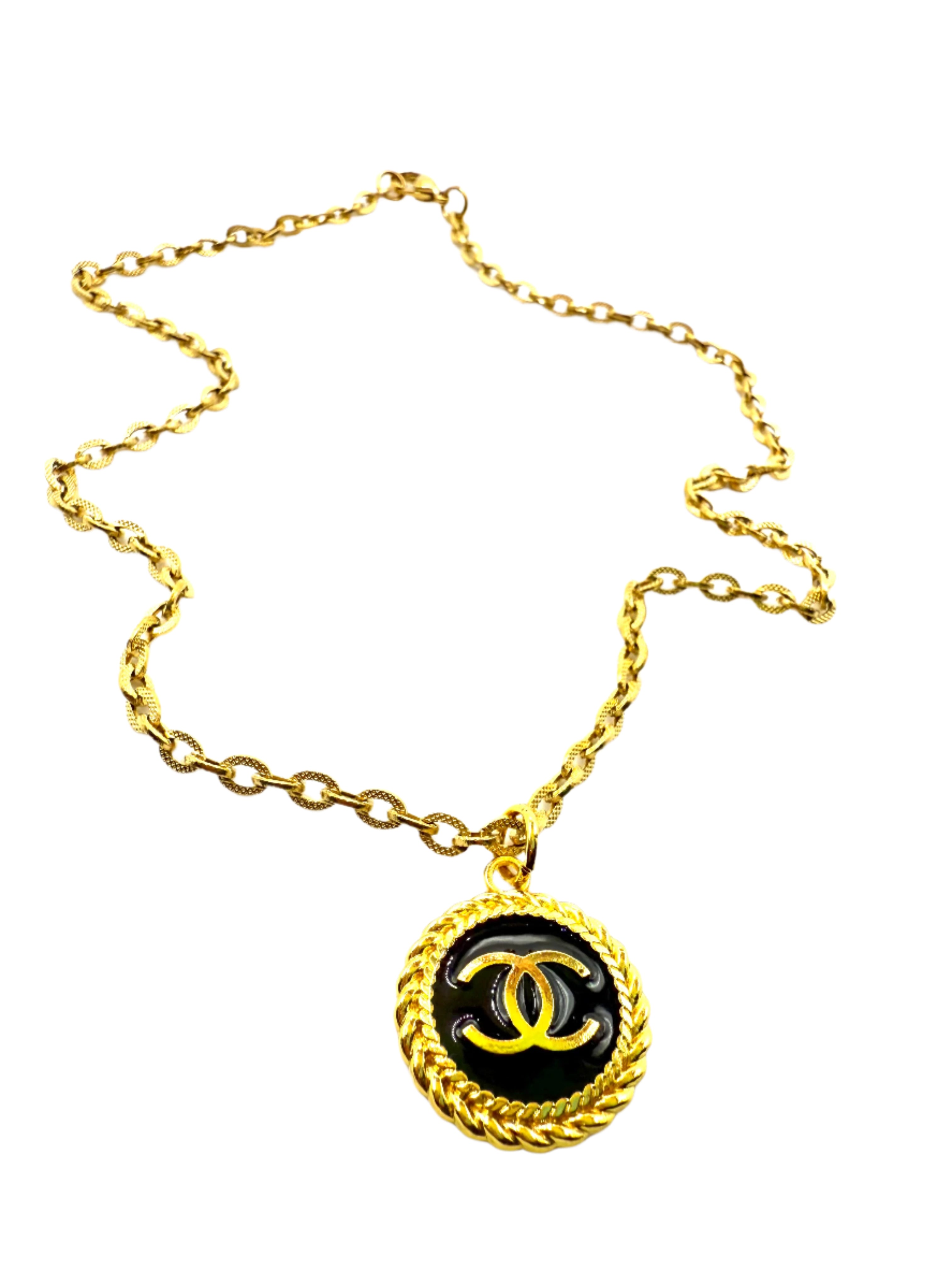 REPURPOSED CHARM BLACK/GOLD NECKLACE