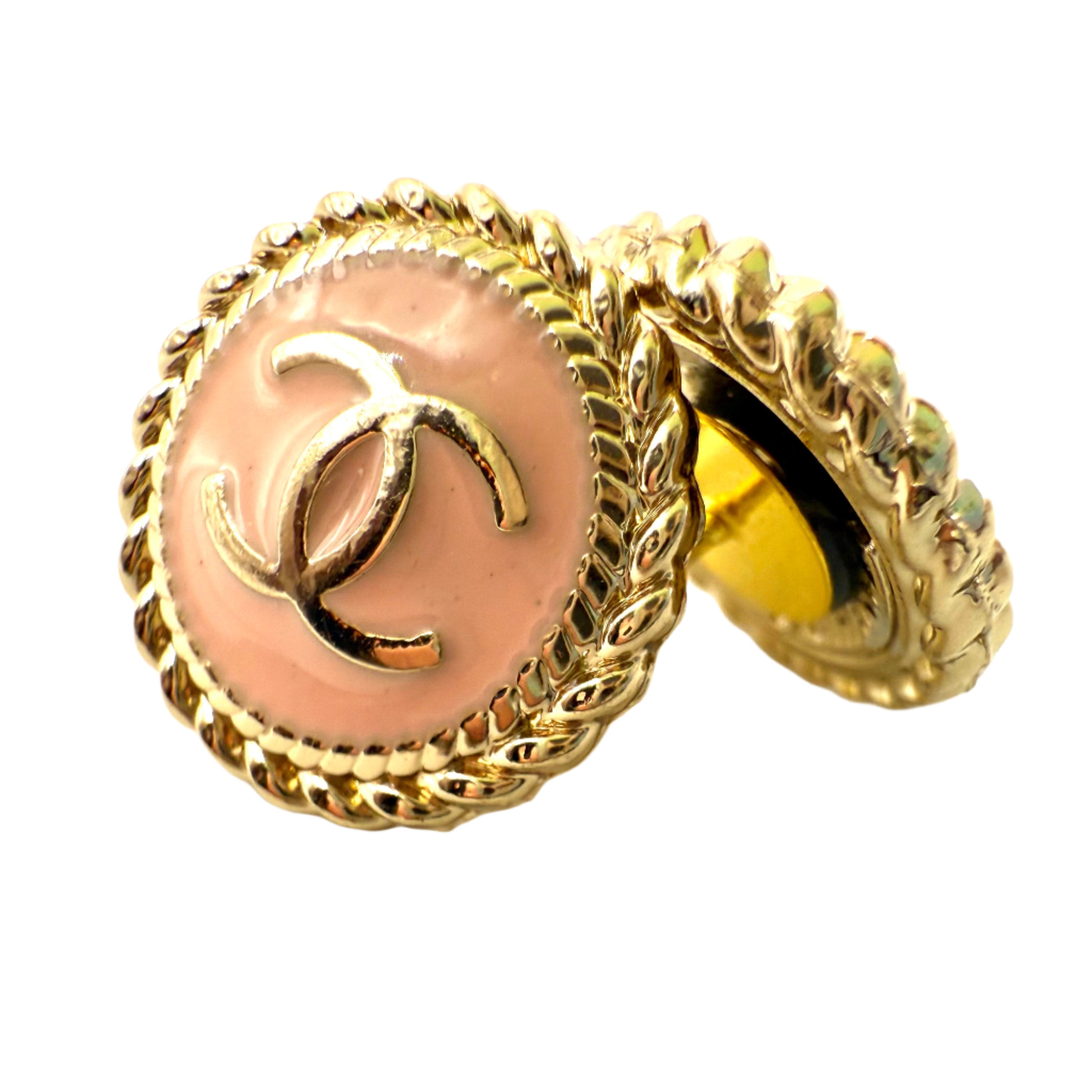 REPURPOSED BUTTON PALE PEACH ANNA STUDS