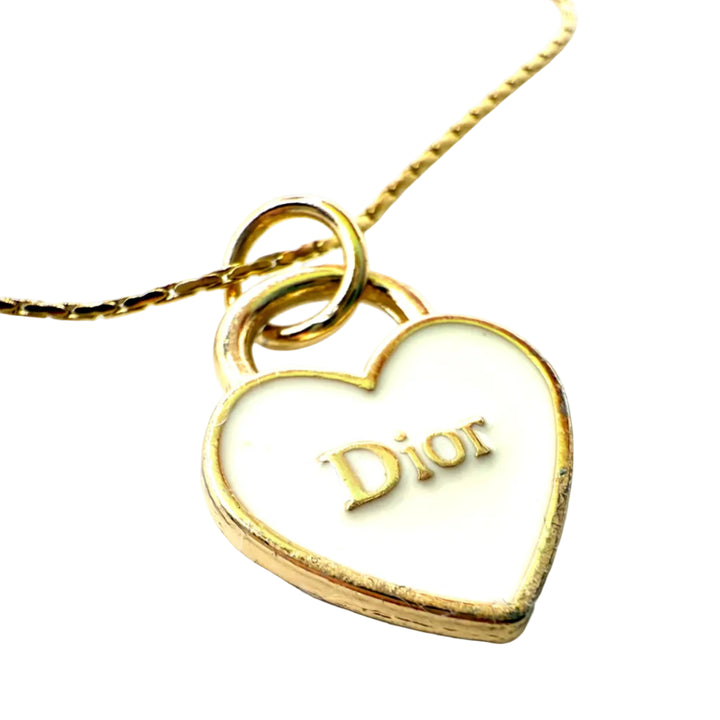 REPURPOSED PETITE WHITE HEART CHARM NECKLACE