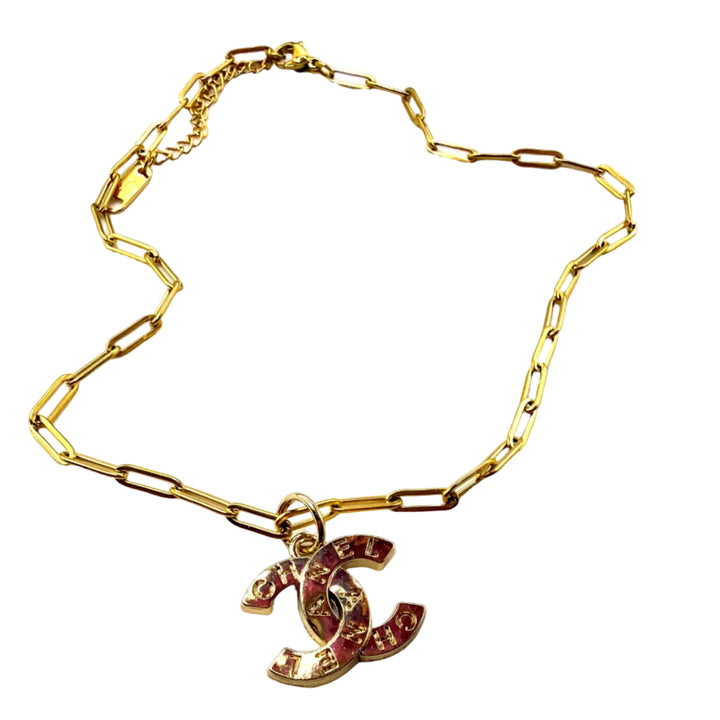 REPURPOSED GOLD CHARM PAPERCLIP NECKLACE