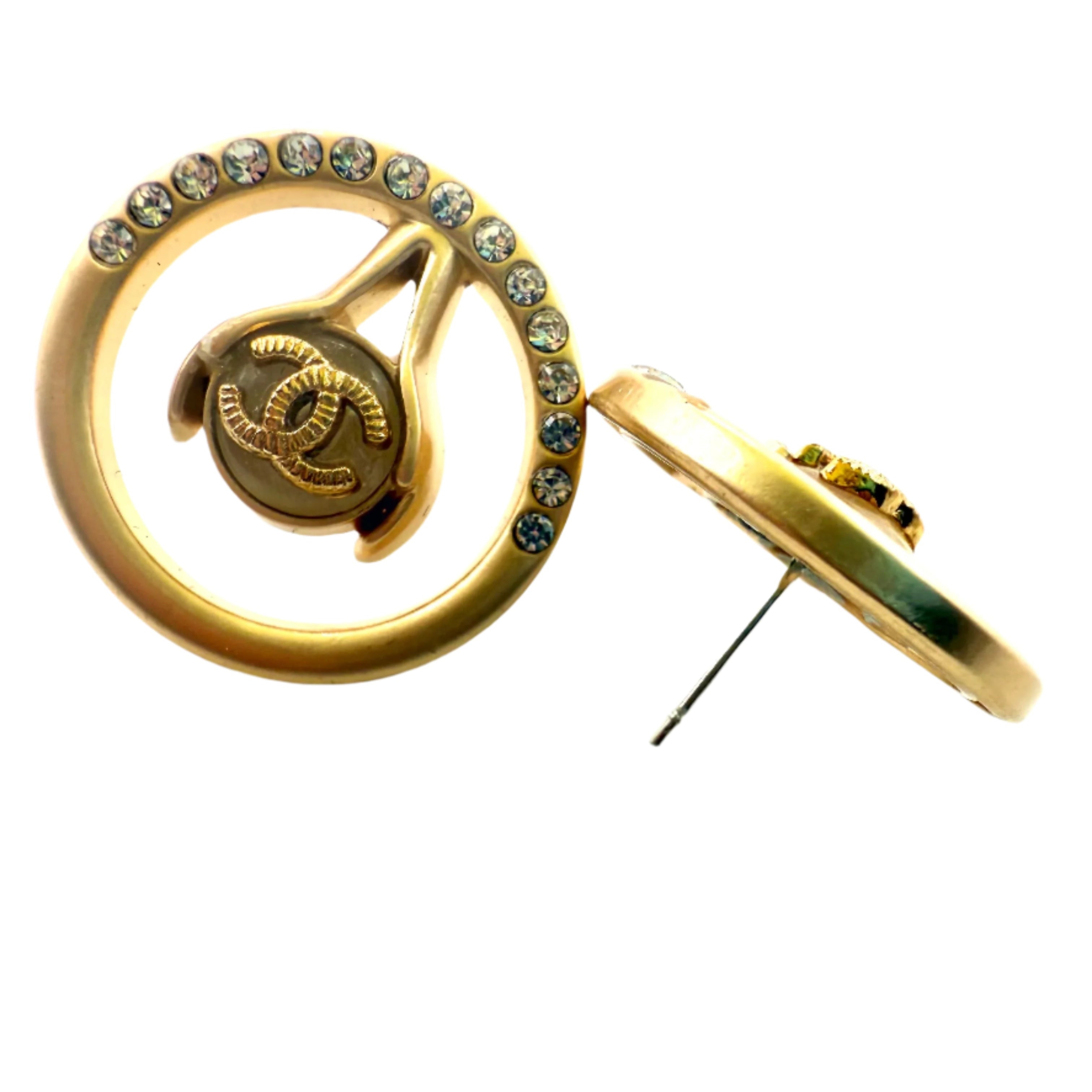 REPURPOSED BUTTON GOLD LUNA STUDS