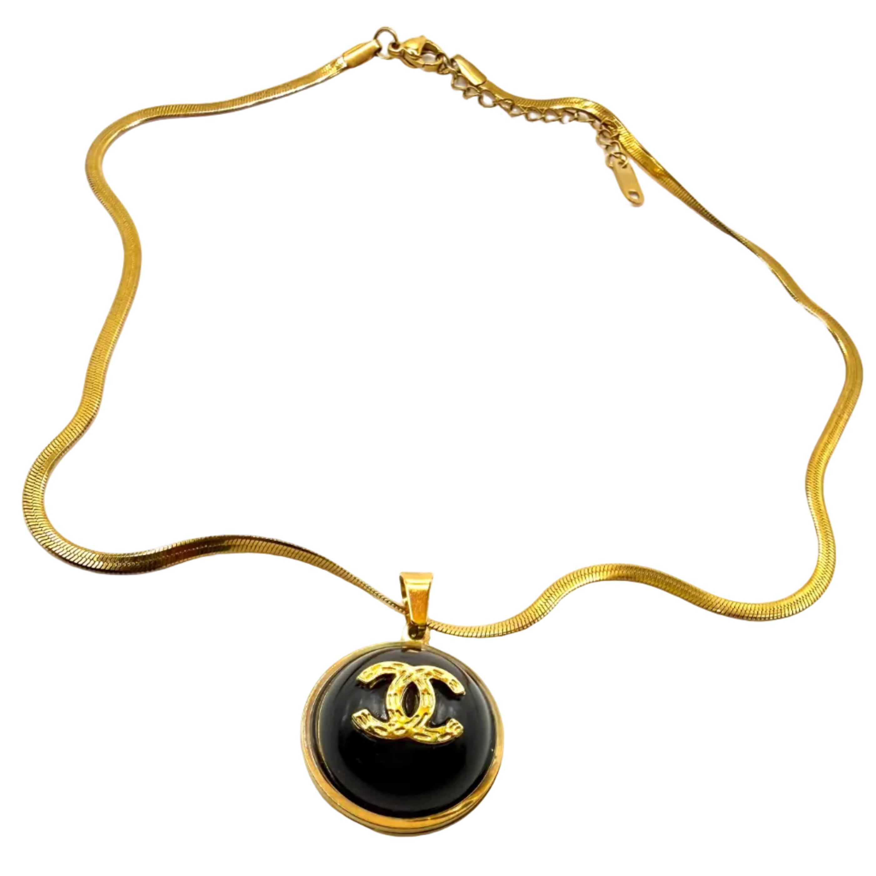 REPURPOSED BLACK/GOLD CHARM NECKLACE