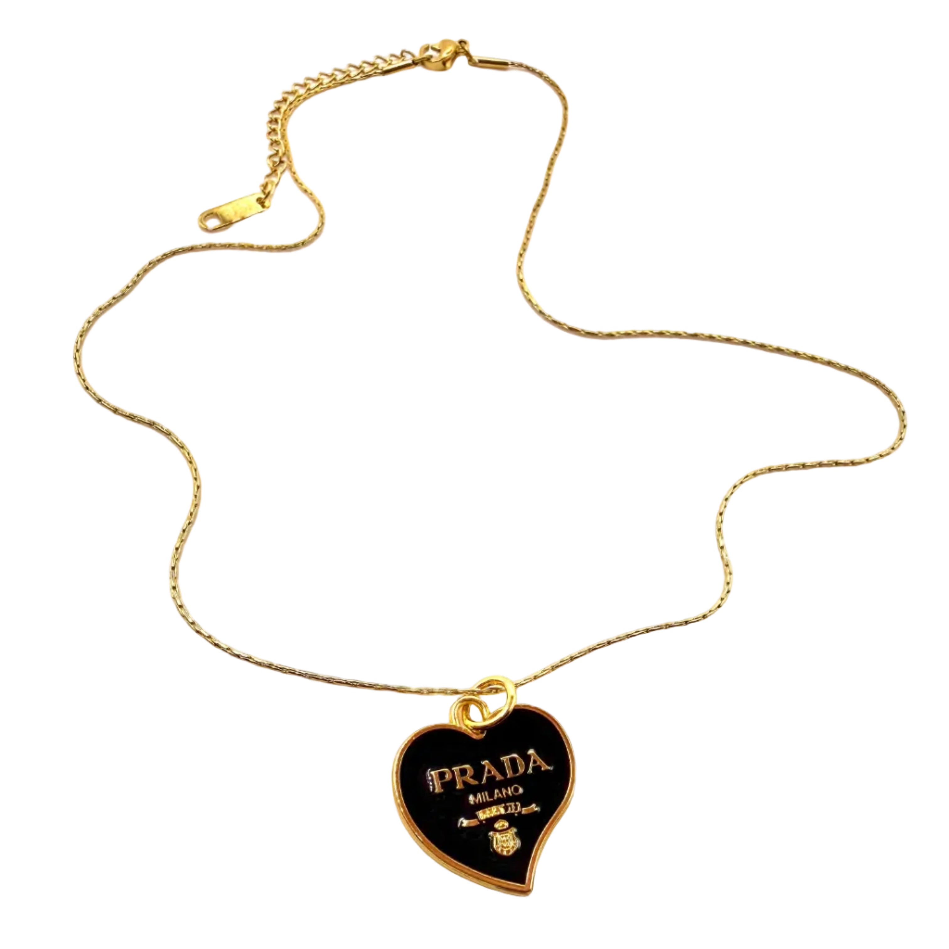 REPURPOSED BLACK HEART CHARM NECKLACE