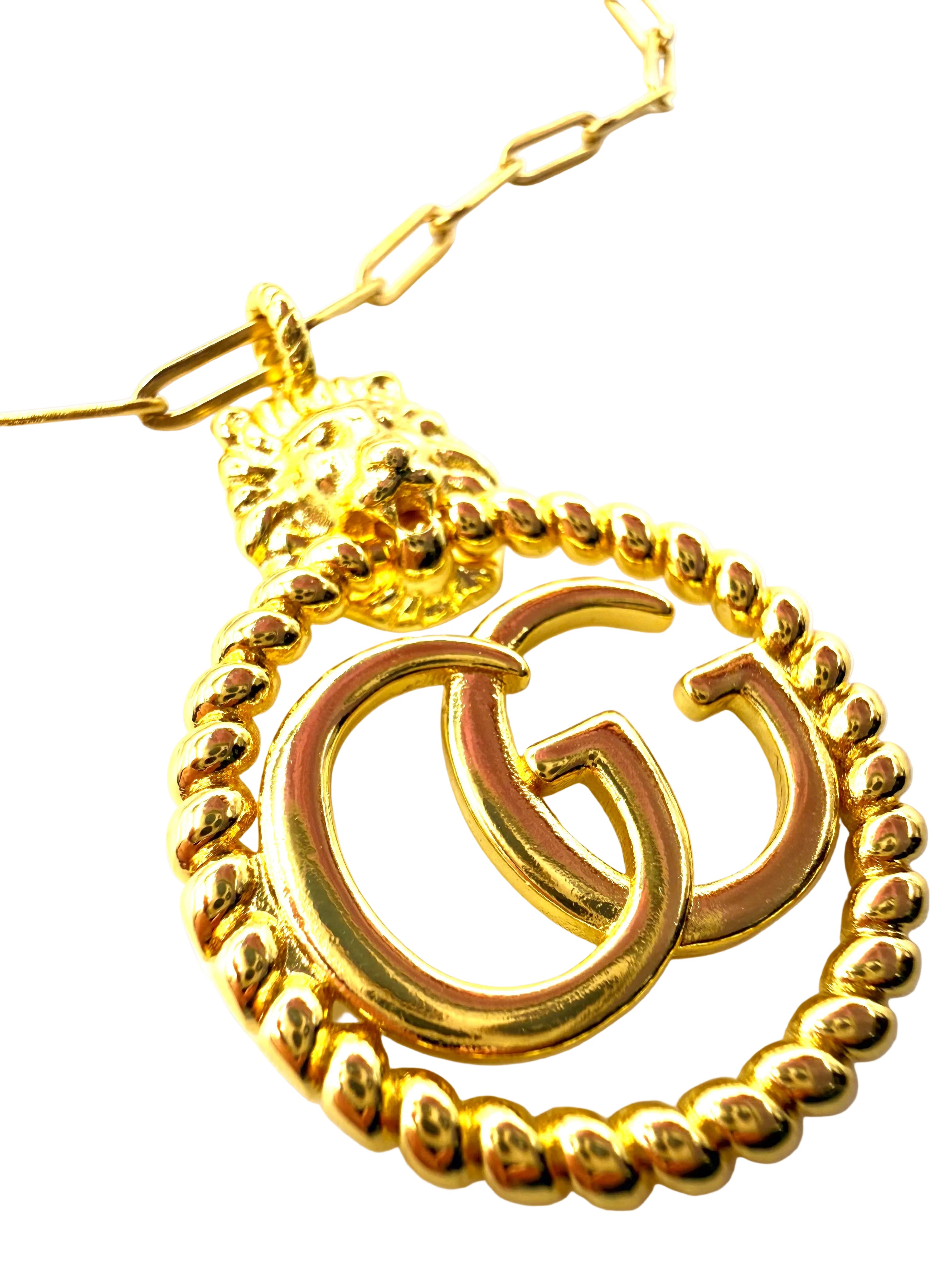 REPURPOSED GOLD LION CHARM NECKLACE