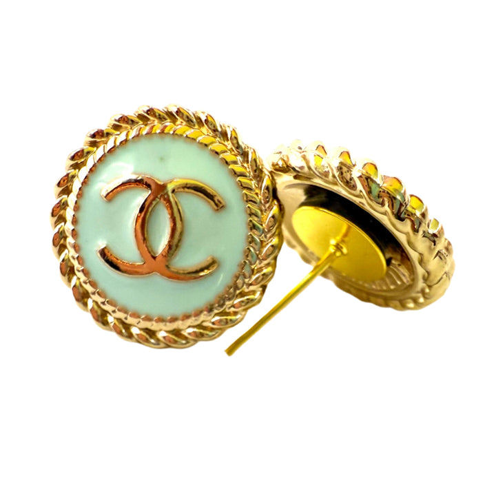 REPURPOSED BUTTON ROBIN’S EGG BLUE ANNA STUDS