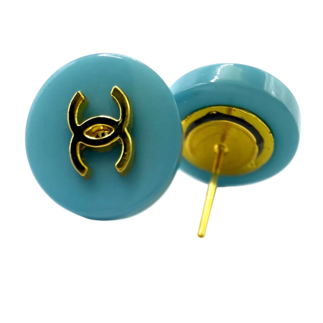 REPURPOSED BUTTON BLUE MICA STUDS