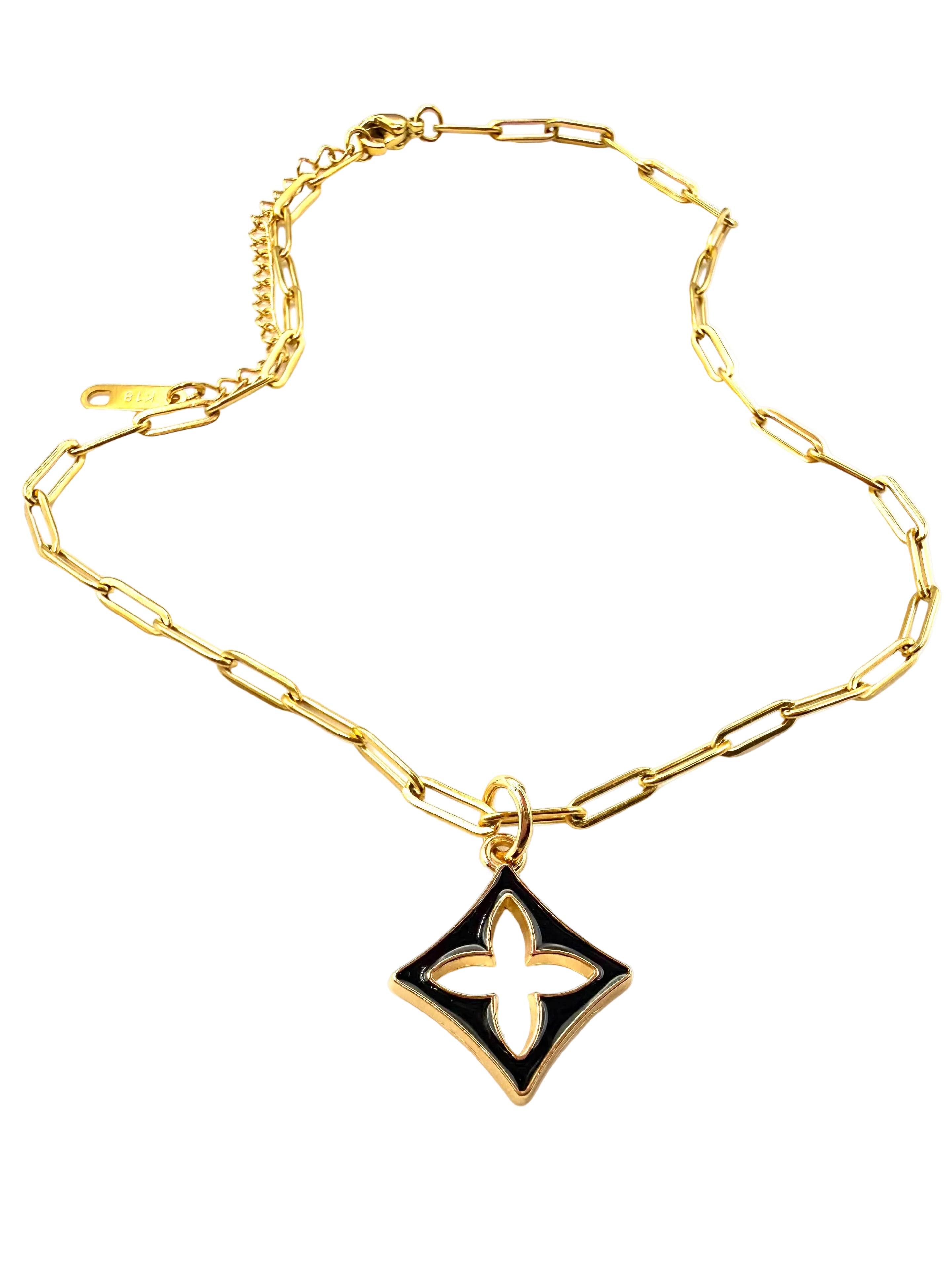 REPURPOSED DIAMON CHARM PAPERCLIP NECKLACE