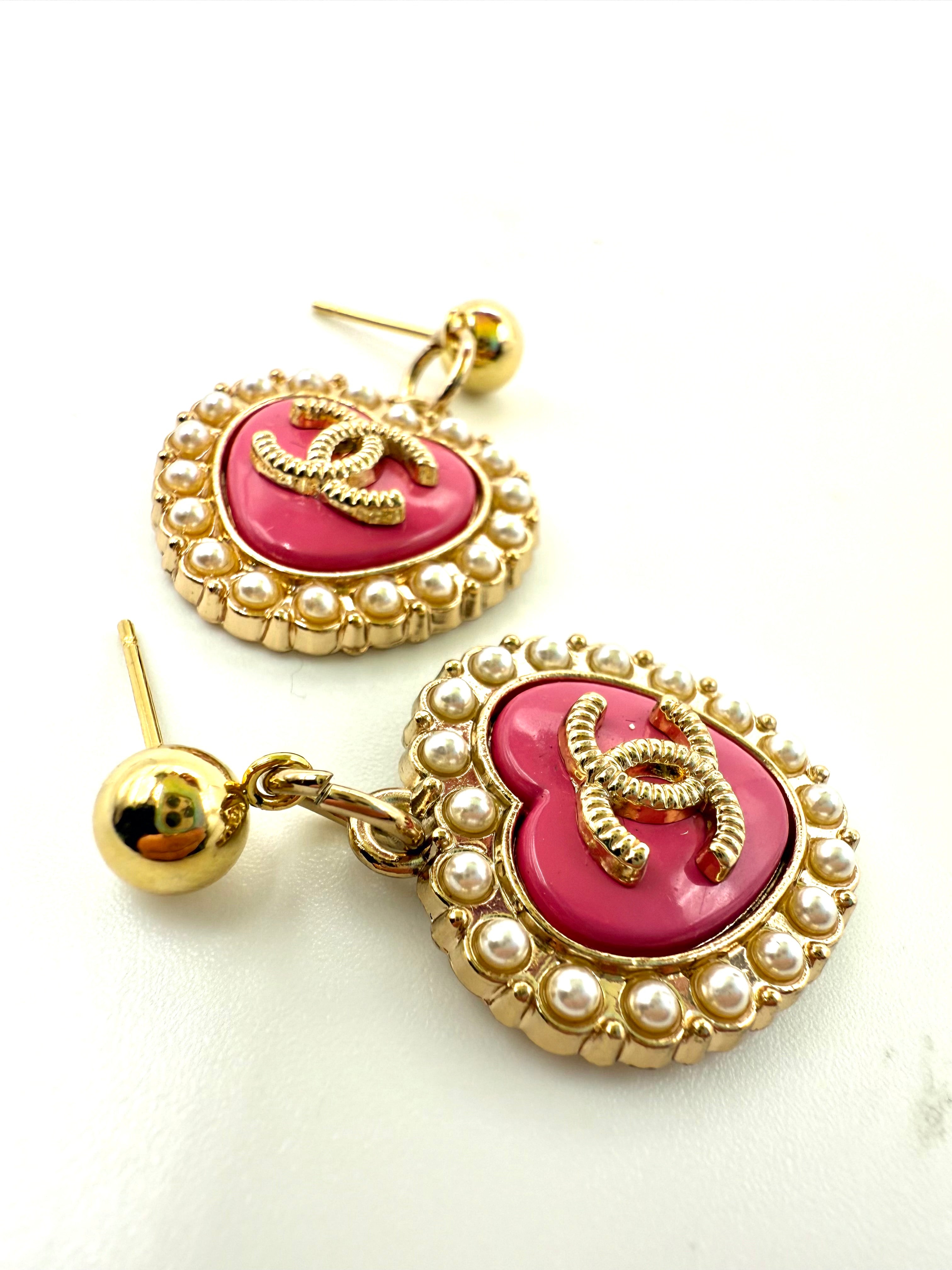 REPURPOSED PINK/PEARL CHARM EARRINGS