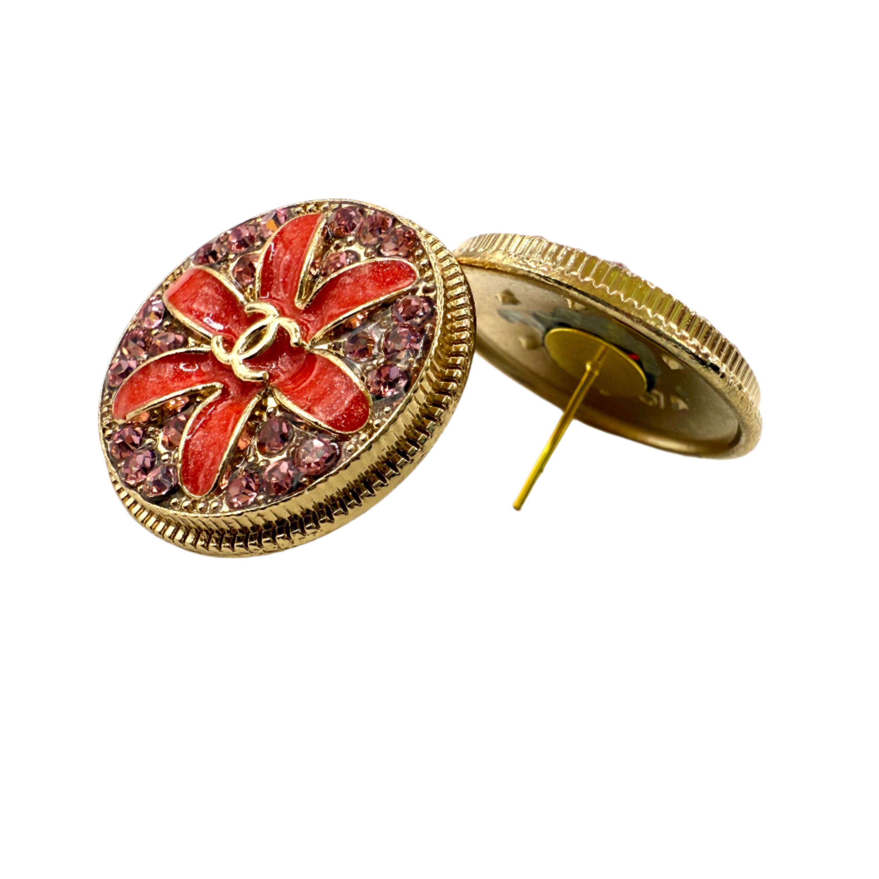 REPURPOSED BUTTON PINK ZURI STUDS