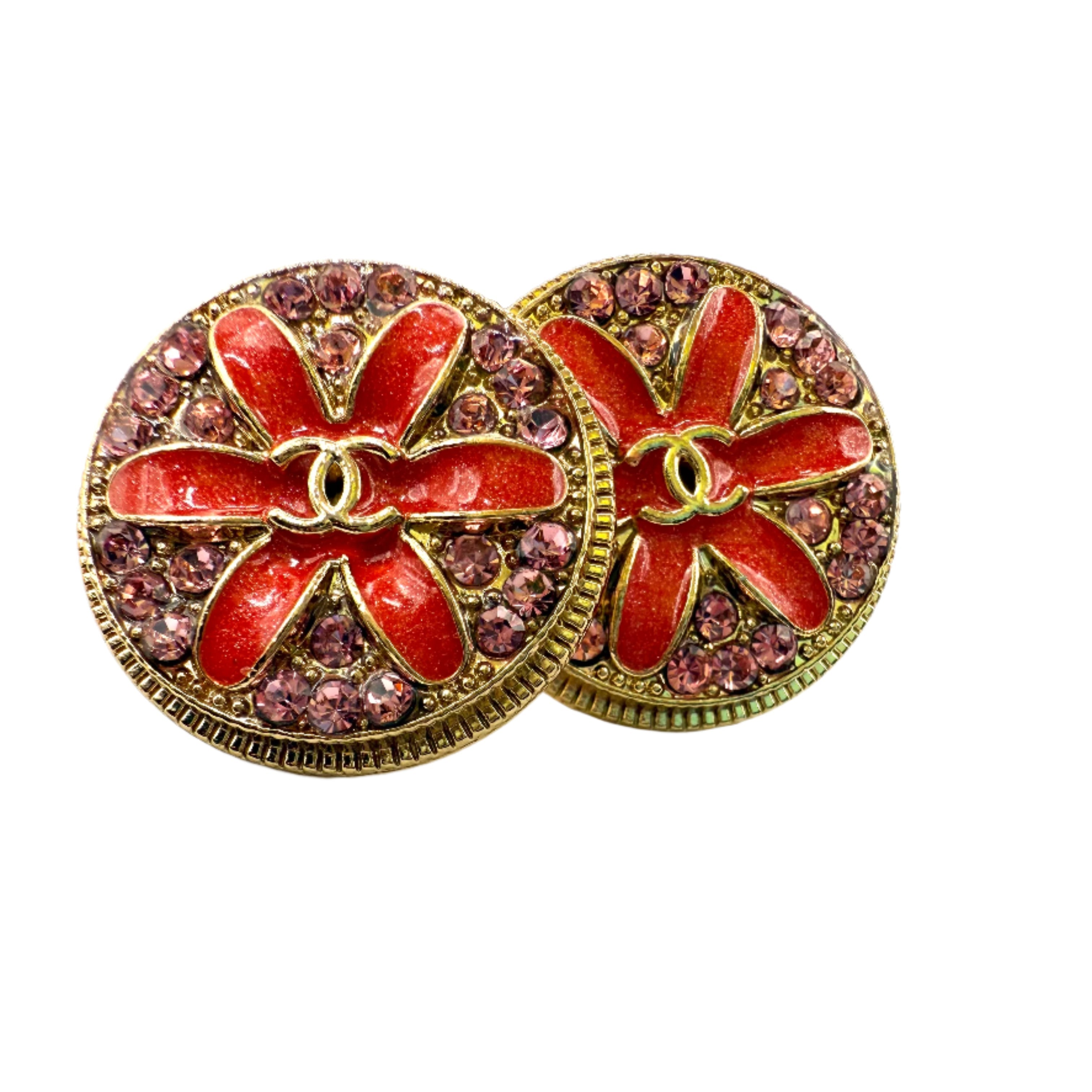 REPURPOSED BUTTON PINK ZURI STUDS