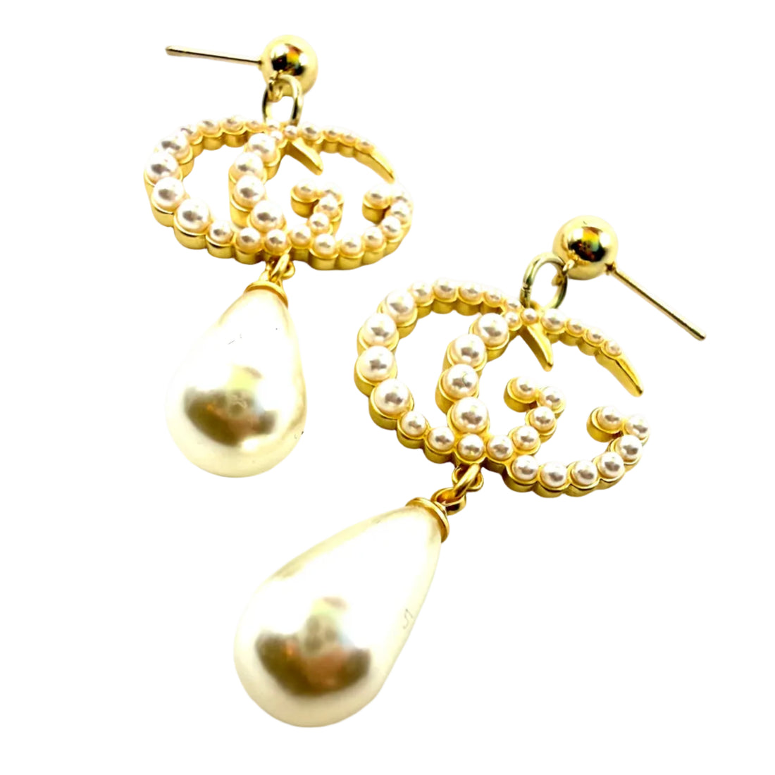 REPURPOSED CHARM PEARL DROP EARRINGS