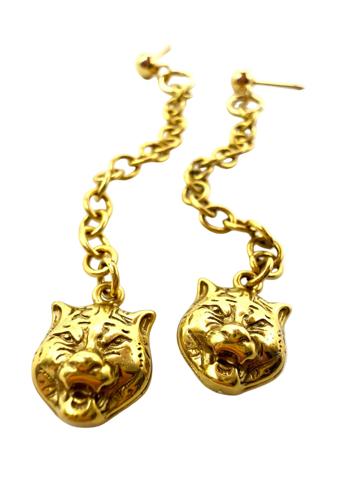 REPURPOSED CHARM AND CHAIN CAT EARRINGS