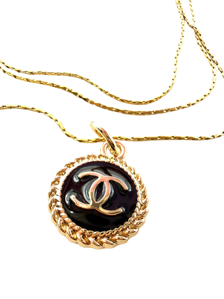 REPURPOSED BLACK PETITE CHARM THREE LAYER NECKLACE