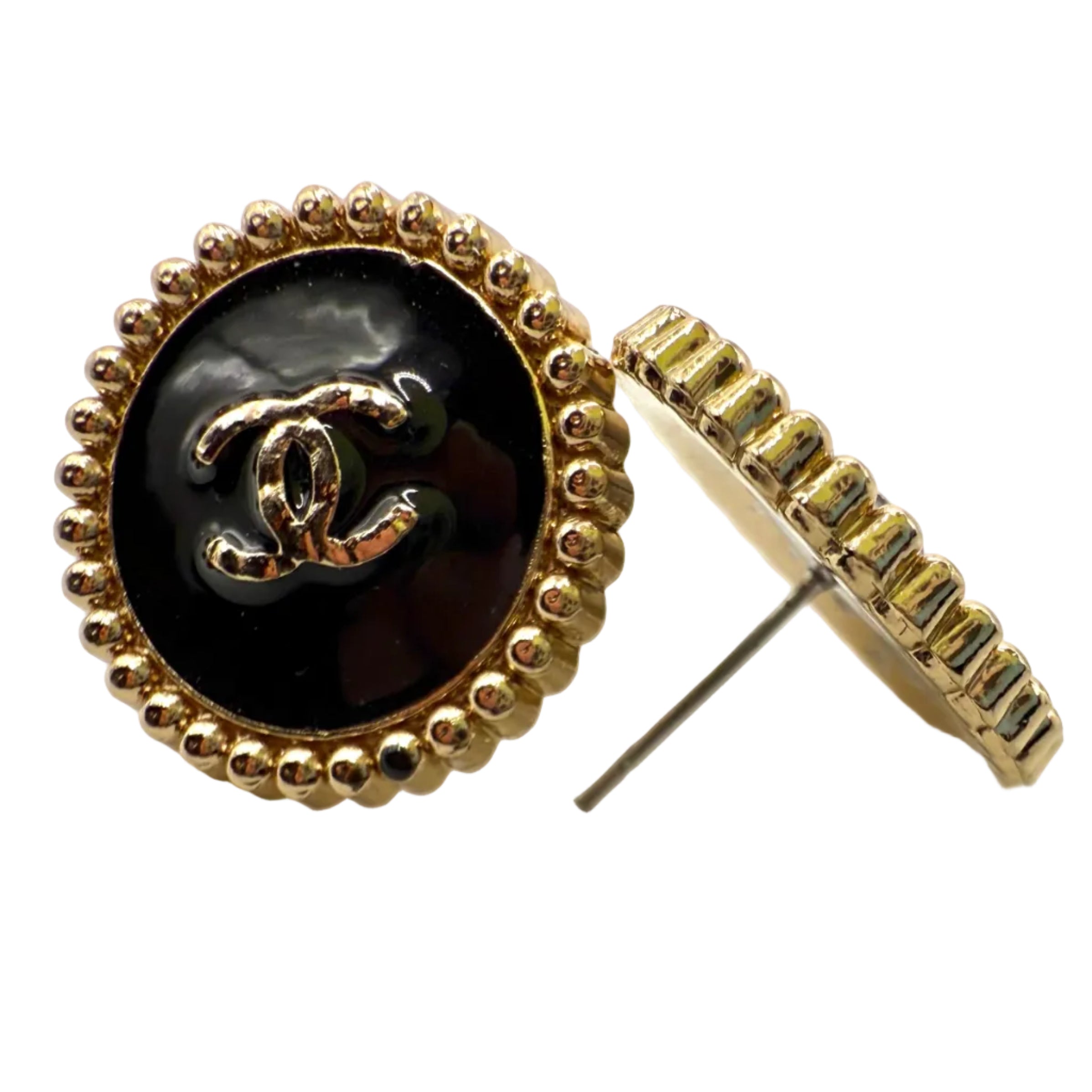REPURPOSED BUTTON SMALL BLACK EVIE STUDS